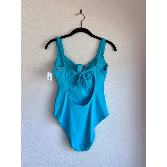 NWT BECCA Color Code V-Wire One-Piece Swimsuit in Pool Aqua Blue Size Medium - Picture 8 of 15